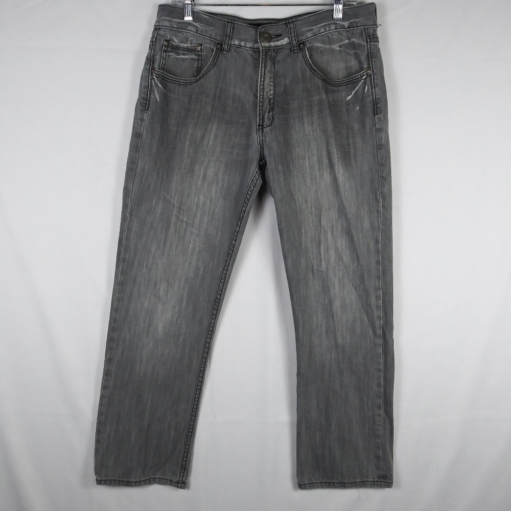 Caffeine Jeans Gray Straight Leg Relaxed Distressed Men's Size 34x30